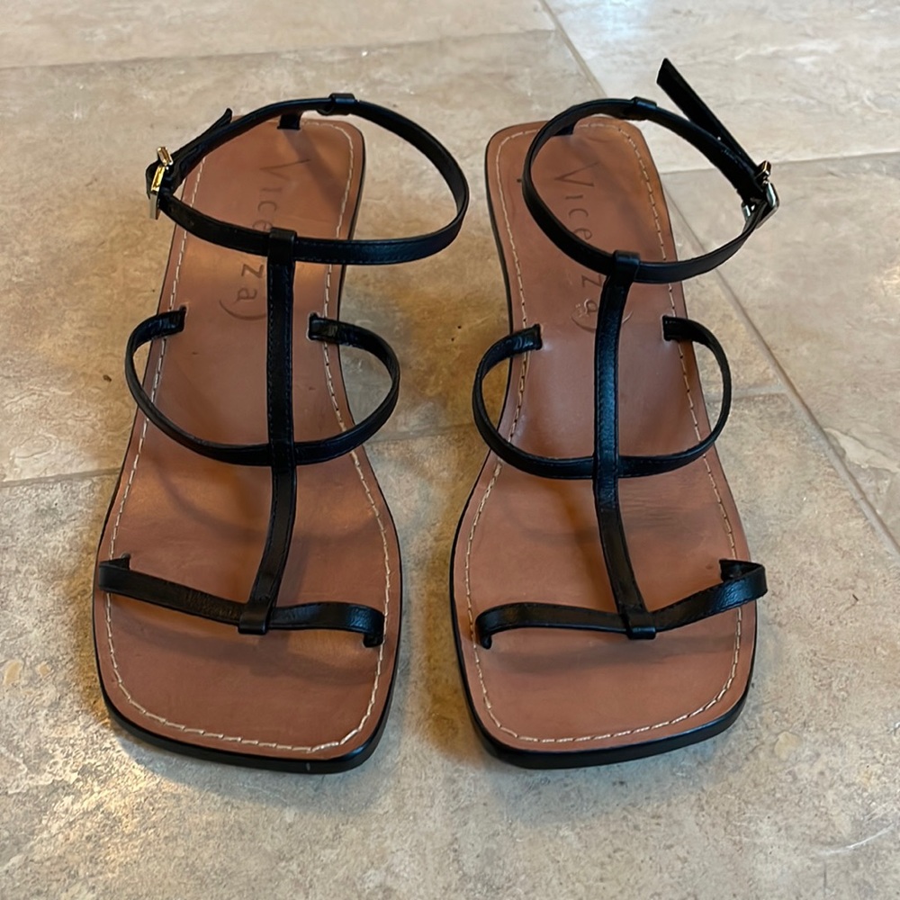 Anthropologie Black Strappy Sandals